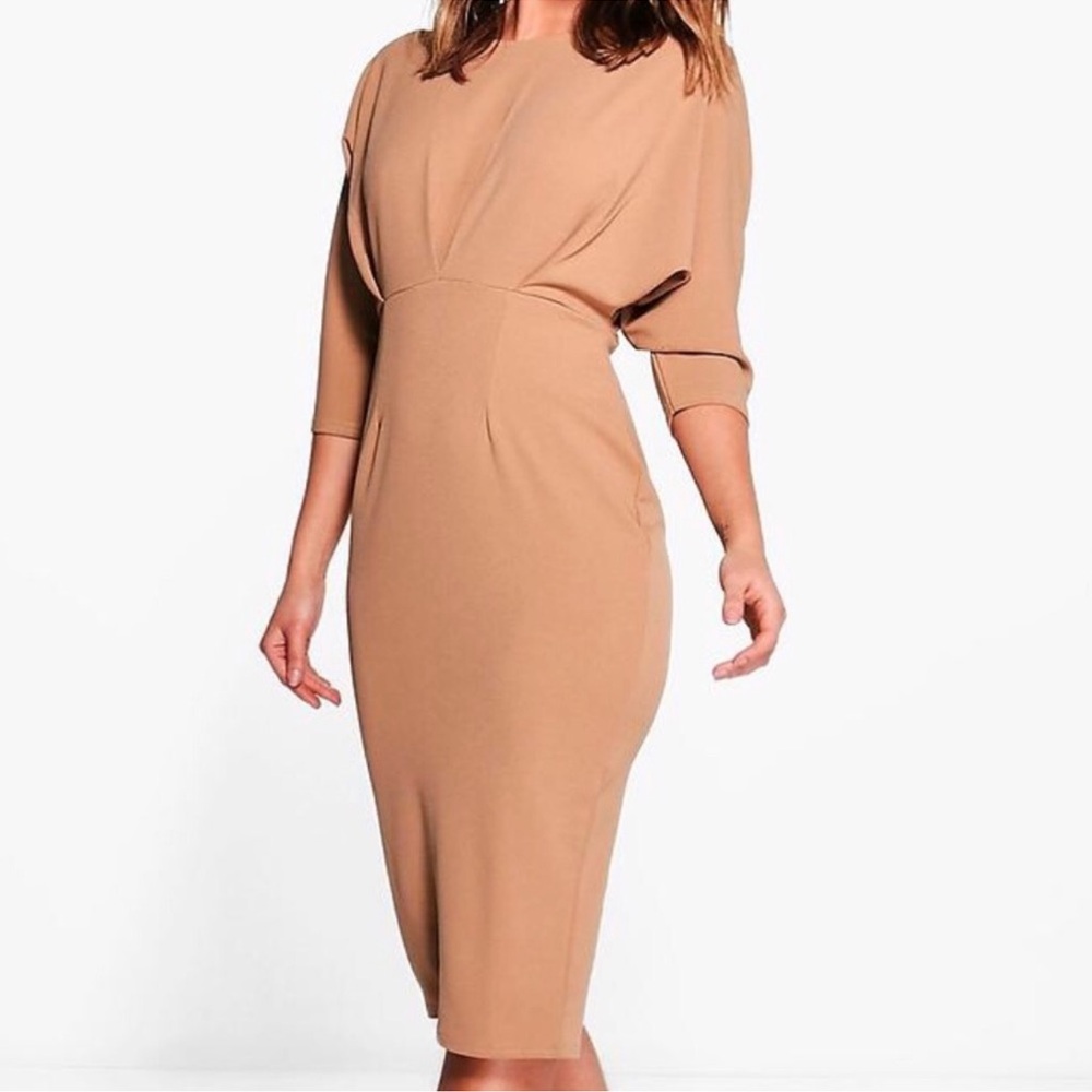 Boohoo Nude Brown Bodycon Dress